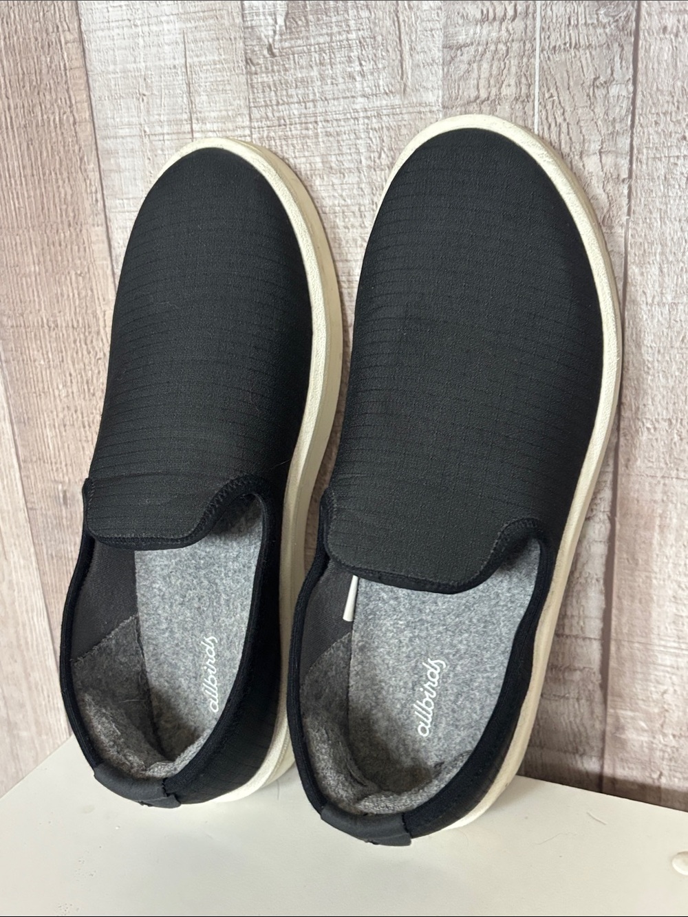 allbirds Black Slip-On Casual Loafers with Off-White Sole